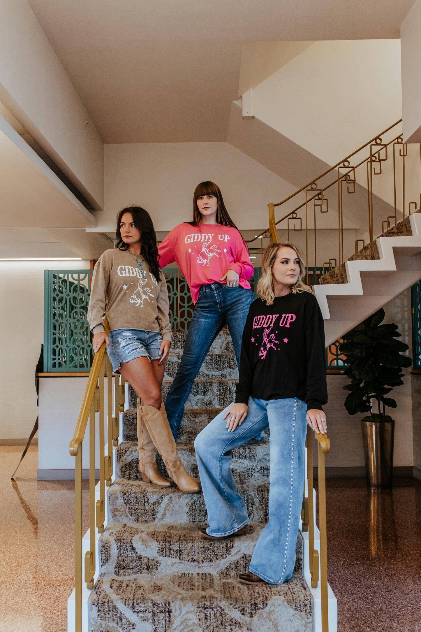 MK308 Giddy Up Flocking Cropped Light Weight Sweatshirt: Black / S