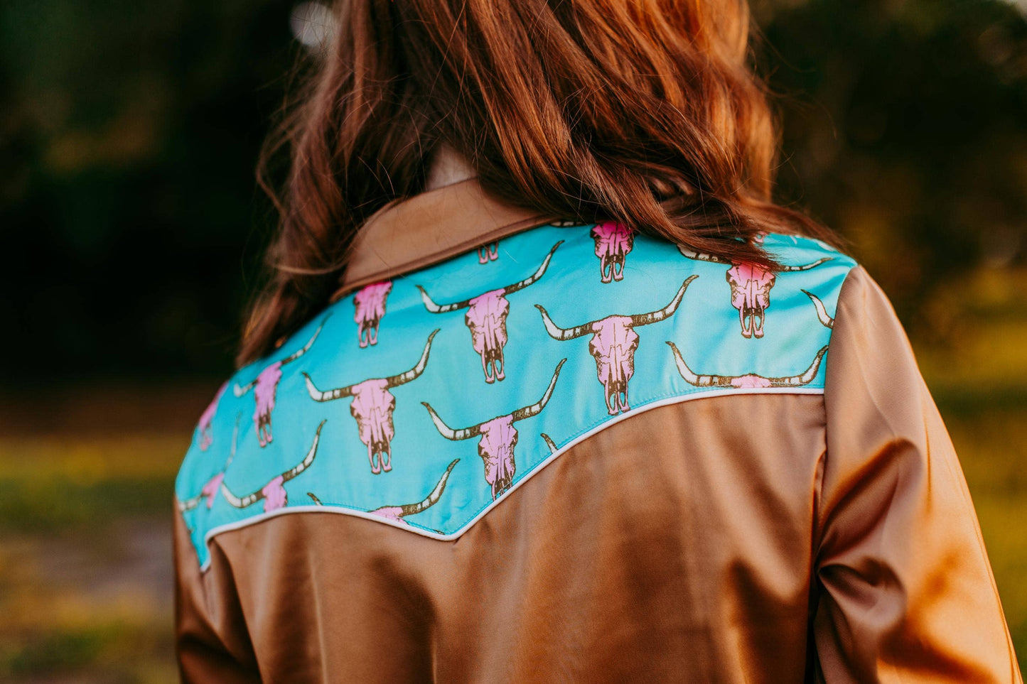 MK435 Cow Head LS Button Up Shirt: Brown / M