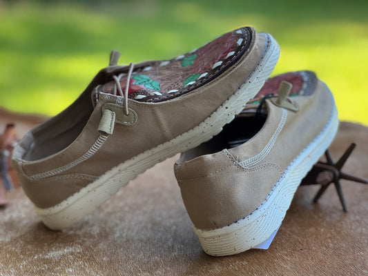 Rose Hand tooled Tan Footwear