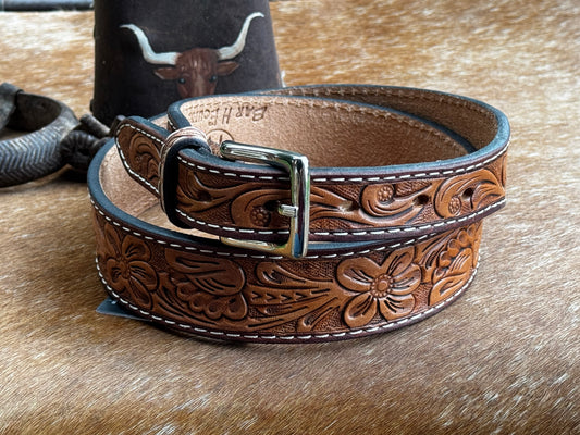 Floral Hand Tooled Leather Belt