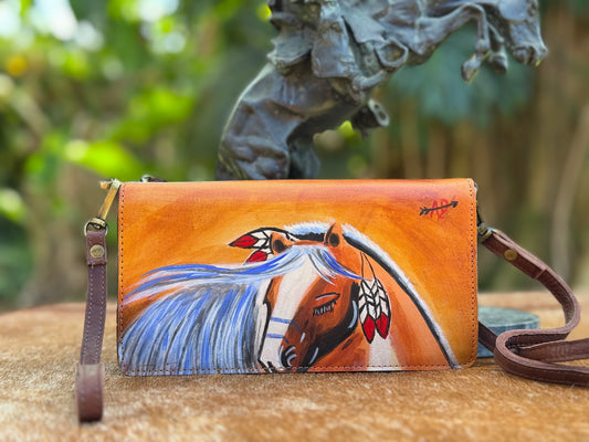 Western Leather Painted Wallet Purse