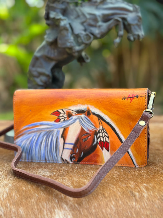 Western Leather Painted Wallet Purse