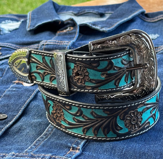 Turquoise leather belt