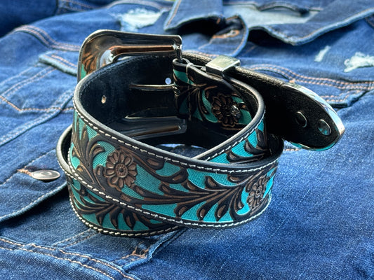 Turquoise leather belt