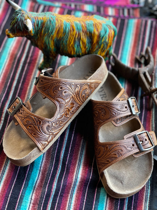 Footo Western Hand Tooled Sandal