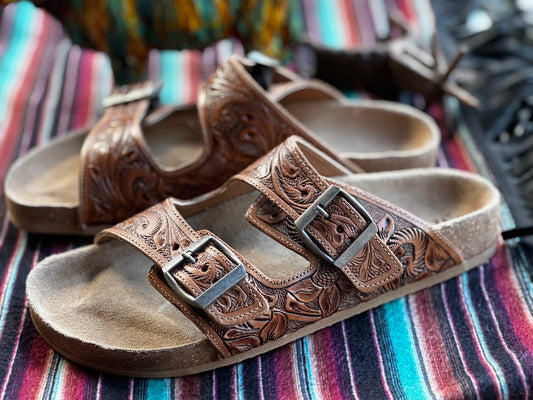 Footo Western Hand Tooled Sandal