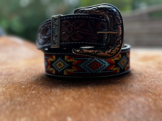 Hand Tooled beaded belt