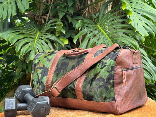 Camouflage Cowhide W/Leather Duffle Bag