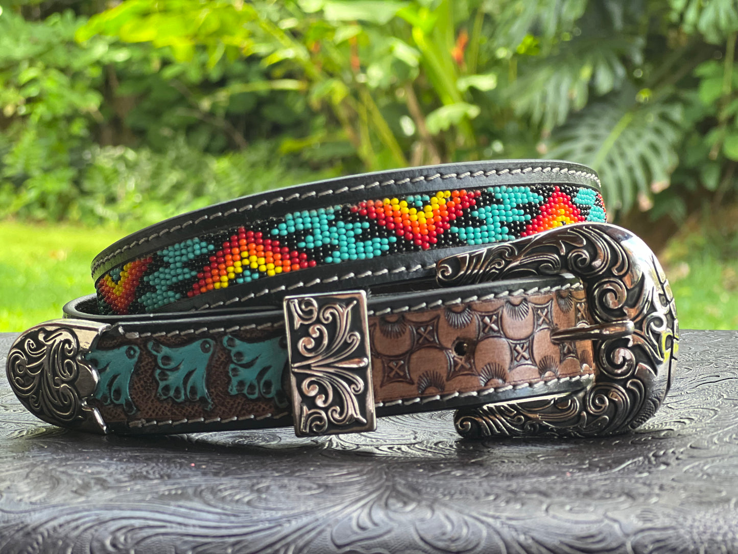 Mesa Moon Hand tooled belt