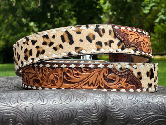 Cheetah with Hand tooled Leather Belt