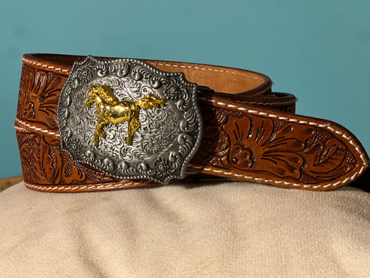 Brisk Leaves Hand Tooled Belt