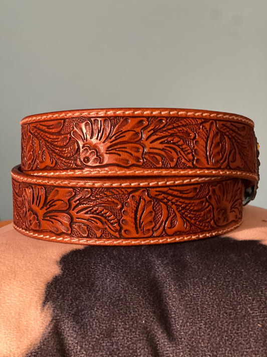 Brisk Leaves Hand Tooled Belt