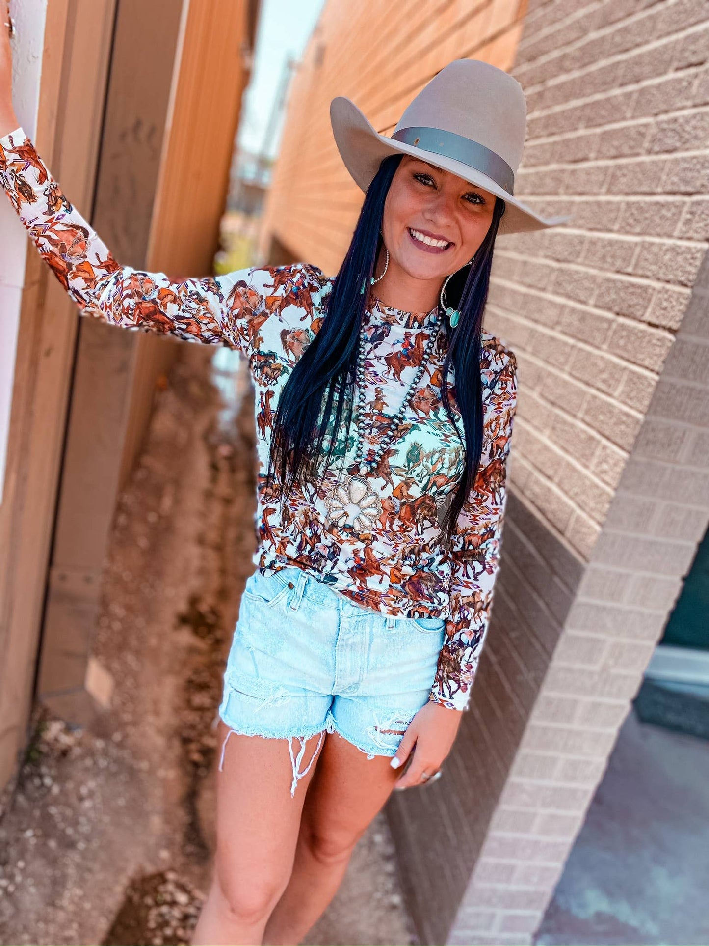 MK165 Buckaroo LS Mesh Top - Cowboy: COWGIRL / L